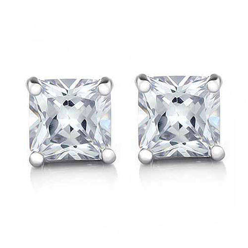 White Gold Filled Flawless Cubic Zirconia Unisex Stud Earrings